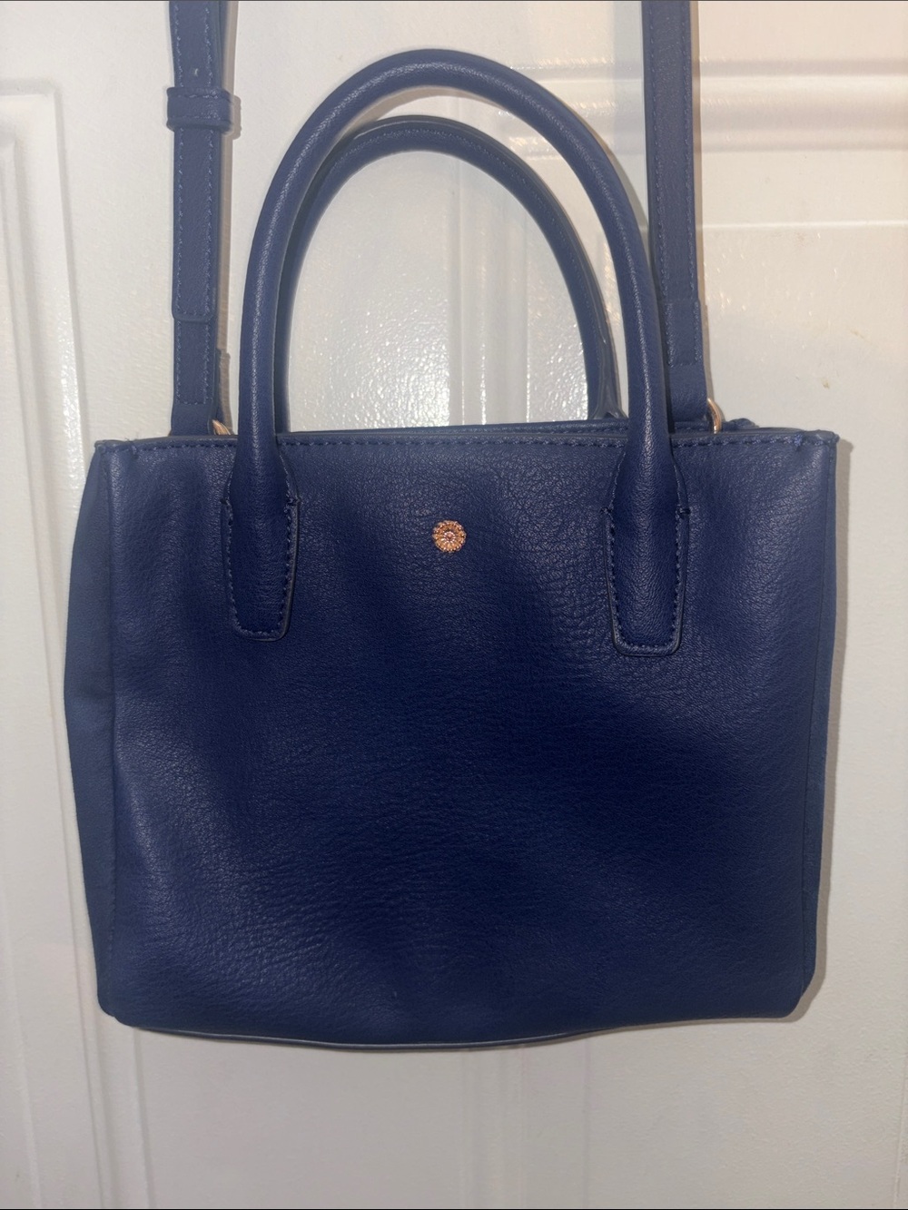 LC Lauren Conrad Navy Satchel with Gold Rosette Accent
